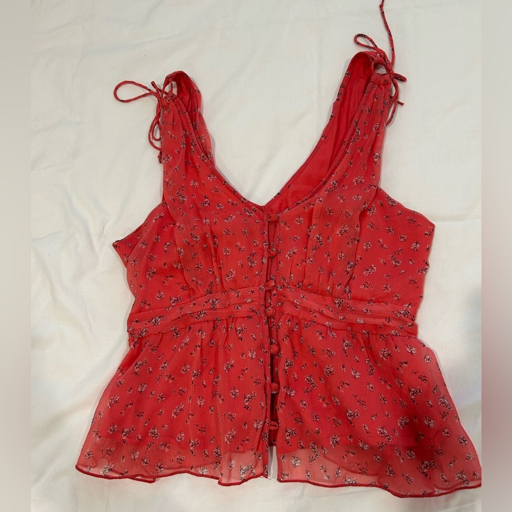 Abercrombie & Fitch Red Floral Blouse